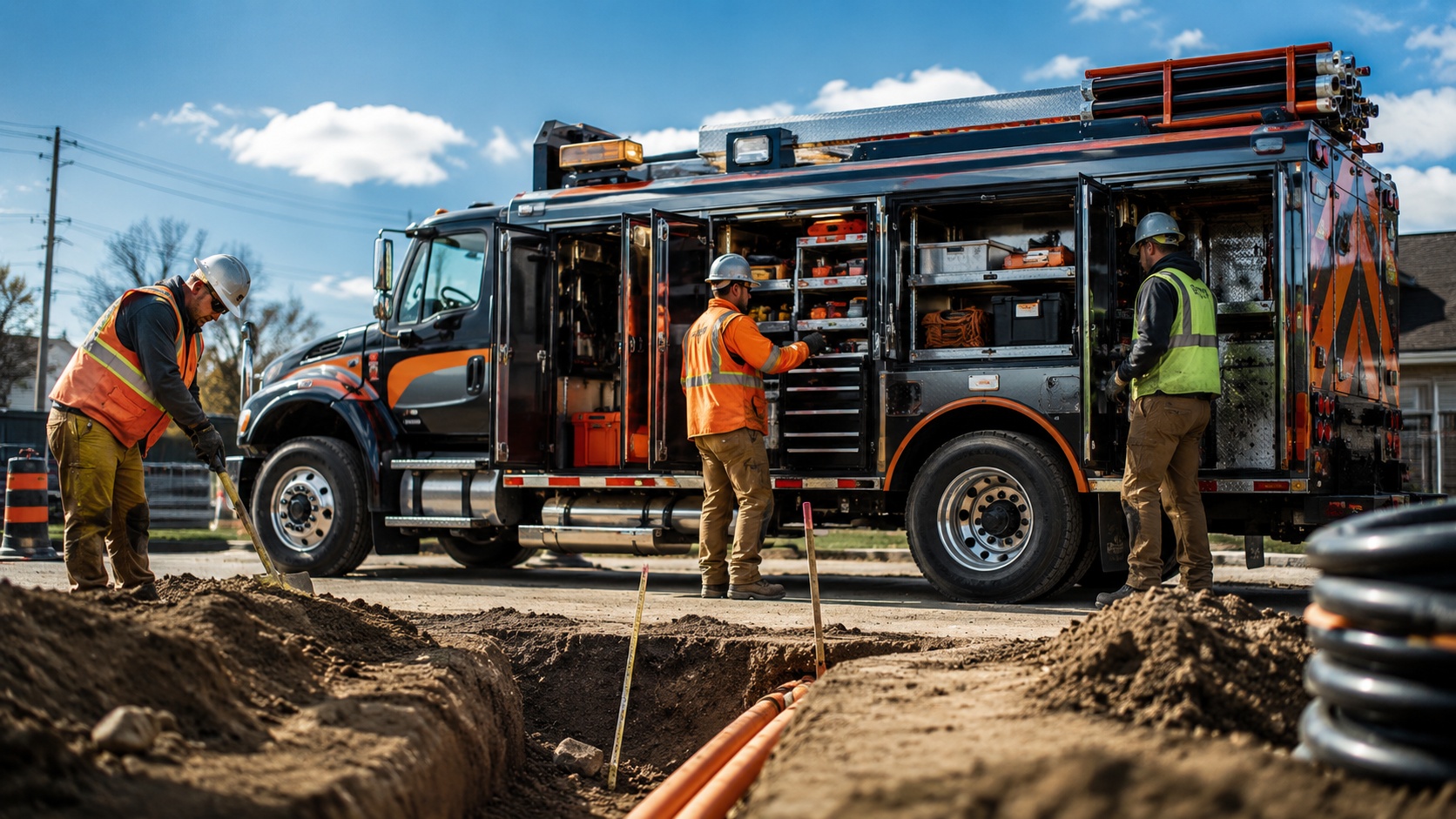 Branded Ford work truck at a TIG jobsite